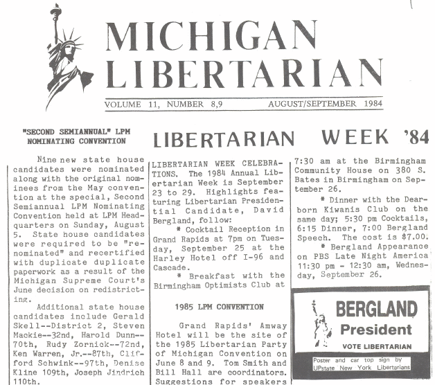 September 1984 Michigan Libertarian