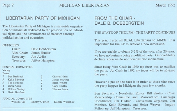 Michigan Libertarian March 1992