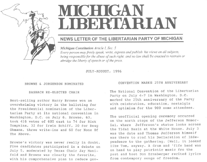Michigan Libertarian JulyAugust 1996