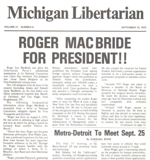 Most issues of the Michigan Libertarian are archived.