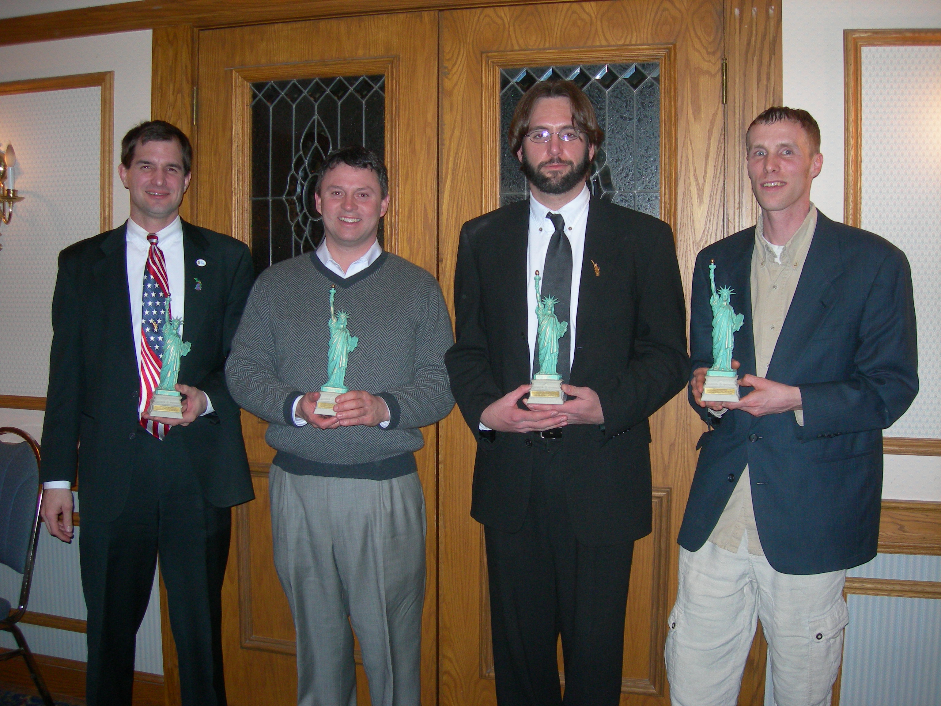 Defender of Liberty Award winners for 2008. Left to Right: David Eisenbacher (Promotor of Liberty), Leon Drolet (spokesperson for Liberty), Greg Stempfle (Producer of Liberty), and Charles Snyder III on behalf of Krystal Martinez (spokesperson for Liberty).