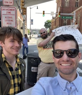 March to Defend Lives organizer Ryan Brennan (left). Wayne Co. Chair Andrew Chadderdon (Background)