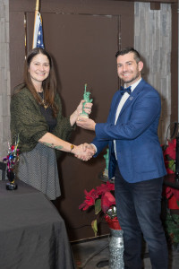 Leah Dailey presents Promoter of Liberty Award to Trevor Step.